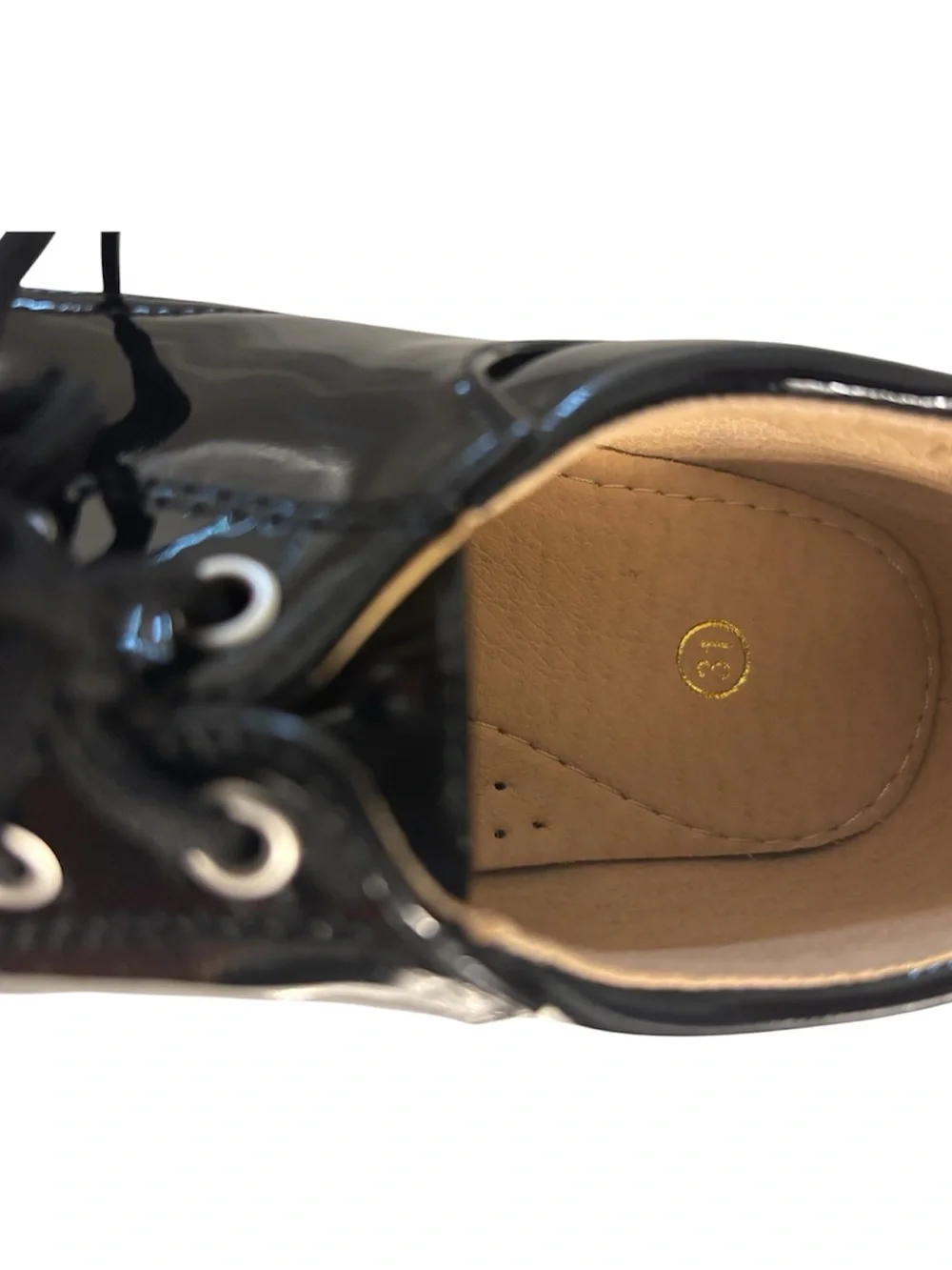 Classic Black Patent Lace-Up Kids Shoes
